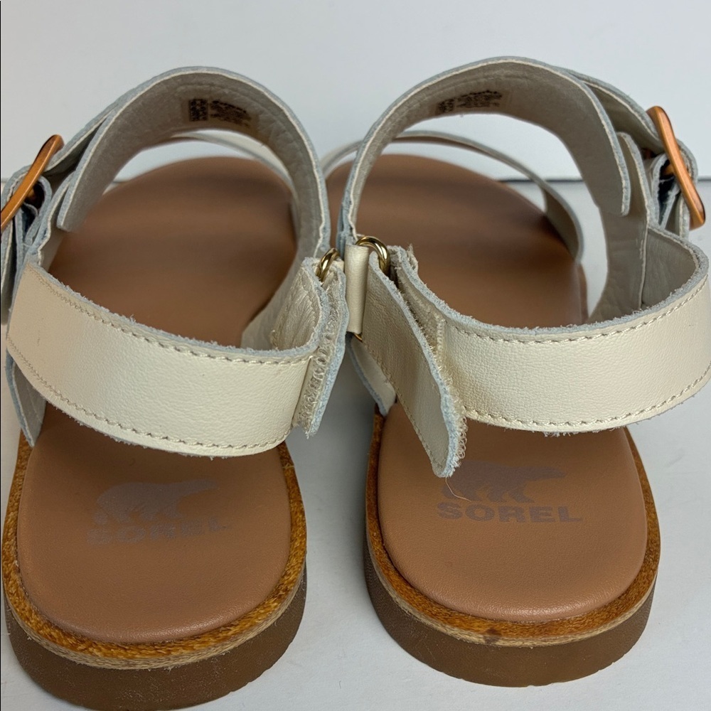 SOREL Ella III Slingback Women's Size 8.5 Chalk Gum 2 Leather Flat Sandal Slides - Picture 7 of 16